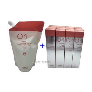 아모스프로페셔널 칼라제닉 잇츠 글로우 80g 12개 + 산화제 1000ml 포함 6NB 자연스러운 어두운 갈색