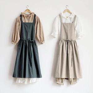 방수 린넨 원피스형 앞치마 4color
