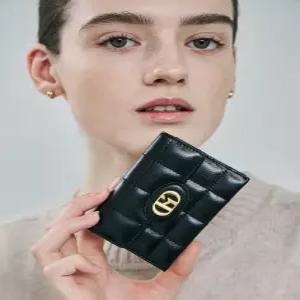 헤지스 액세서리 [스테디셀러][H20크링클] 블랙 퀼팅 가죽 아코디언 카드지갑 HIHO5E762BK