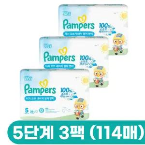 팸퍼스 남녀공용 터치오브네이처 썸머 팬티 기저귀 5단계 38개 x 3팩 (총 114매)