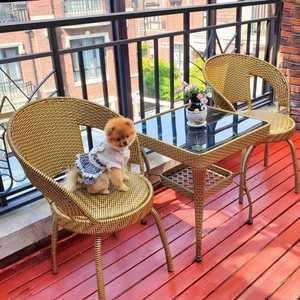 라탄 야외 테이블 세트 원형 발코니 카페 테라스 티테이블 A