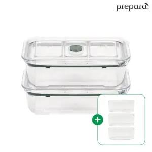 프리파라 브루클린 트라이탄 밀폐용기 직사각 3호(1000ml)x2개+소분기 3개 포함