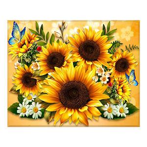 듀얼라이프 DIY 보석십자수 큐빅페인팅 캔버스형 7개의 태양 해바라기와 나비 40x50