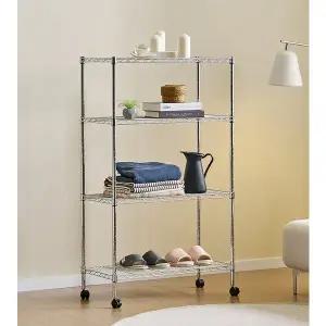 [리빙코아]강철 메탈 이동 바퀴 고정 수납 철제선반 750 4단