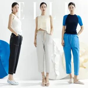 [ELLE]엘르 썸머 스티치 배색 나일론 팬츠 3종