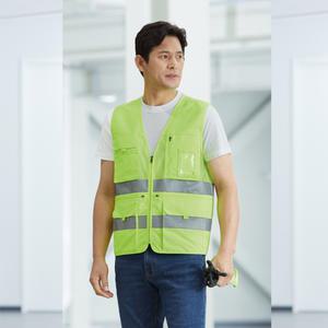 하계 작업복조끼 [ 지벤 ZB-V2523 ] 등판망사 안전규격 반사띠 다양한포켓의 형광그린 안전조끼