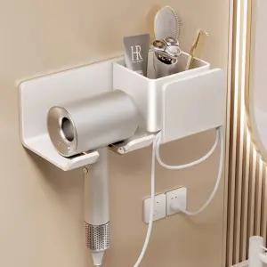 다용도 무타공 접착 수납형 헤어 드라이기 거치대/정리/걸이/부착/고정/인테리어/욕실/화장실