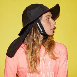 [구김스] 자외선 완벽차단 넥커버 서핑햇 / 타지않는 햇빛가리개 플랩캡 (블랙)