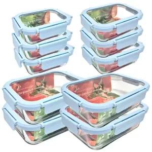 휴홈 더 투명한 바이오 글라스 유리 밀폐용기 10종 세트 밀프랩 용기