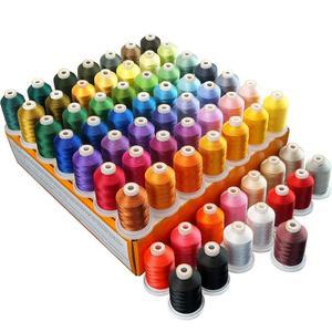 자수사 및 초보자를 위한 새로운 브로쓰레드 64 스풀 1000M 1100Y 폴리에스터 자수 기계 실 키트