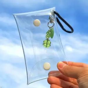 보리별) PVC 투명 고리 파우치 똑딱이 사각 백꾸 포토카드 꾸미기 가방고리 소품샵 명함