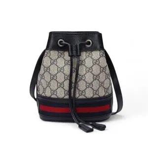 [구찌][명품] 구찌 오피디아 미니 버킷백 웹스트라이프 블루 550620