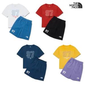 노스페이스 키즈 메쉬원단 오버사이즈 핏 반팔 티셔츠 숏팬츠 셋업 아동일상복 4종택1