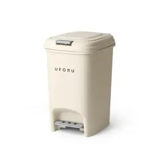 베이지 인테리어 투버튼 페달 소형 휴지통 10L/화장실/쓰레기통/주방/욕실/기저귀/사무실/업소용/페달식/
