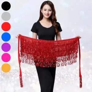 밸리댄스 힙스카프 줌바댄스 라인댄스복 랩스커트 여성 공연 연습복 7컬러 85 x 36cm 끈 75cm