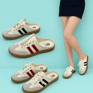 여성 뮬운동화 봄 여름 가을 뮬 블로퍼 캔버스 스니커즈 슬리퍼 뒤트임 뒤없는 뒤축없는 발편한 사무실