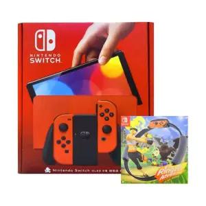 닌텐도 스위치 OLED 마리오 레드 본체 + 링 피트 어드벤처(게임칩/링콘 세트) 국내정