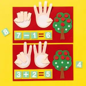 [오피스스쿨] 민화 KC인증 펠트 손가락 수학놀이 / 수세기교구 펠트 숫자장난감 연산놀이 기초수학 더하기게임 학습놀이