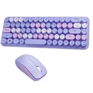 퍼플 무선 저소음 예쁜 키보드 마우스세트 레트로 무소음 멤브레인 게이밍 자판 컴퓨터 노트북 PC