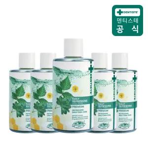 덴티스테 데일리 리프레싱 오랄린스 500ml 5개 순한 가글 프로폴리스 함유