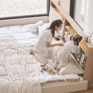 아씨방가구 슬림업 패브릭 가죽 저상형 가드 패밀리침대 (매트리스 선택)