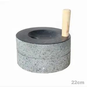 [더담고] 국산 오석 22cm 맷돌 ( 복맷돌 주방 절구 가정용 커피맷돌 명절 전통체험 외국인선물 )