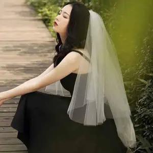 [콩심팥심]신부면사포 웨딩 결혼식 촬영 사진소품 2겹 베일 하프