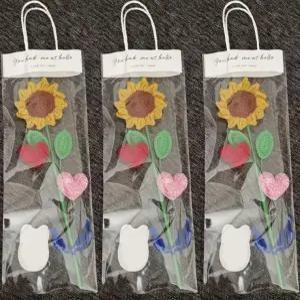 투명 꽃다발 포장지 10개세트 봉투 비닐 쇼핑백 한송이 꽃포장 선물용 OPP 캐리어 재료 핸들형 방수 케이스