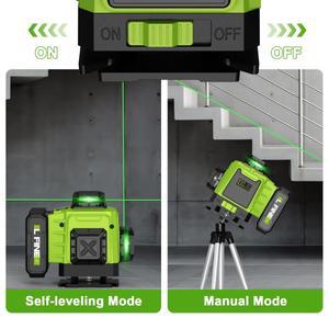 LFINE 2/4D 전문가용 레이저 레벨 8/16 라인 수평 및 수직 원격 제어 360 ° 자동 수평 조절 레이저 레벨