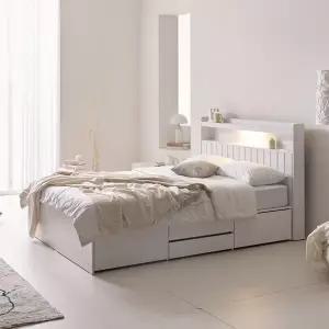 수도권무료 수납력좋은(4개서랍) LED조명 선반형침대 퀸Q 독립매트 포함 BJ3194