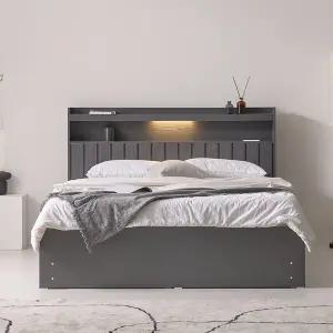 수도권무료 수납력좋은(4개서랍) LED조명 선반형침대 퀸Q 매트제외 BJ3192