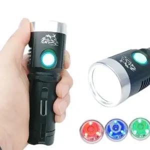 rgb 손전등 초고휘도 탐색용 아웃도어 rgb led 손전등 캠핑용 강력 미니 비상용