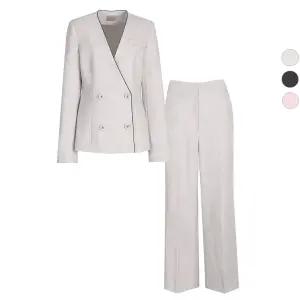 SET 여성 노카라배색라인 봄가을 정장 자켓+팬츠 세트