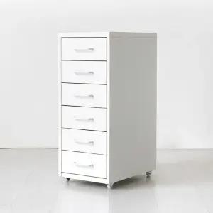이동식 철제 서랍장 6단 바퀴달린 틈새 서랍장/바퀴/이동형/서랍/사무용/사무실/철재/하얀색/회사/데스크