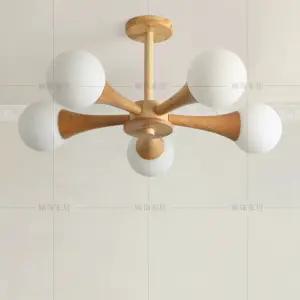 모던 천장등 심플 / 원목 거실등 3구 우드 50CM 인테리어 삼색광 감성 조명