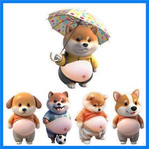 통통한 강아지 실리콘 자가 접착 3D 버블 스티커 귀여운 3D 시바견 배 스티커 강아지 패턴 스크랩북 데칼