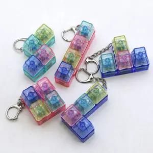 테트리스 LED 불빛 키캡 클리커 딸깍이 키보드 장난감 피젯토이 키링