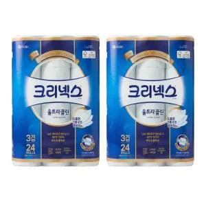 크리넥스 울트라클린 화이트 3겹 화장지 25m 24롤, 2팩