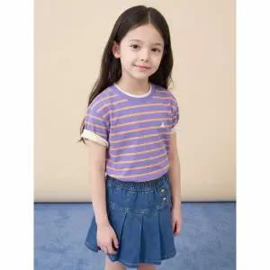 [BEANPOLE KIDS] [Essential] 스트라이프 반소매 티셔츠  오크리드 (BI6242UE2V)