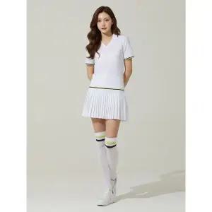 [하프클럽/]골프 여성 배색 포인트 카라 플리츠 반팔 원피스 HUAKD1025