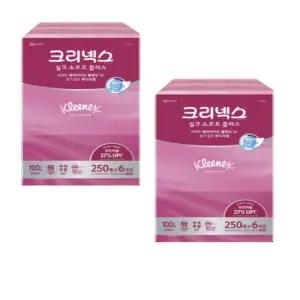 크리넥스 미용티슈 실크소프트 플러스6개입