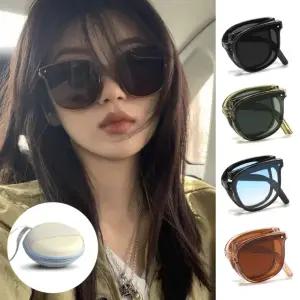 접이식 패션 선글라스 남자 여자 빅사이즈 틴트 썬그라스 폴딩휴대용 파우치포함 4컬러