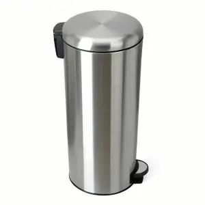 스텐 페달휴지통 30L 스테인리스 통 발판 쓰레기통 자동 페달 주방 세척 용기 실내 간편