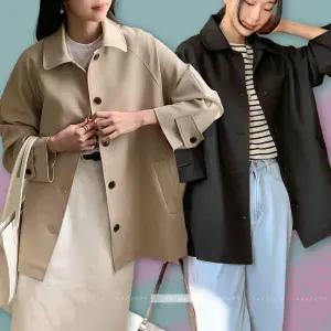 하프 트렌치 코트 여성 롱 자켓 점퍼 봄 싱글 (국내산) 9710 여자 오버핏 플레어 출퇴근