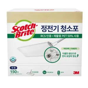 3M 스카치브라이트 정전기 청소포 대형 대용량 재활용 PET 150매 - 1개