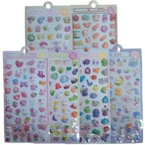 6개 1세트 다꾸용 봉봉 드롭 스티커 귀여운캐릭터 하트 BONBONDROP 3D