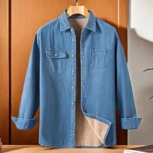 남자 기모 셔츠 보아털 털남방 긴팔 청남방 안감 남방 겨울