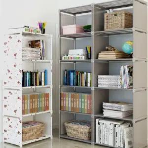 패브릭 책장 공간활용 심플 4단 조립식 책장 정리 모던 선반 사무실 수납장 조립형 다용도 간이 틈새 3단