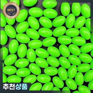 200개/묶음 야광 낚시 구슬 녹색 발광 고무 타원형 스페이스 비즈 플로트 바다 미끼