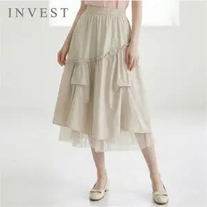 [포커스](팩토리스토어 강남점)셔링 핀턱 샤 배색 스커트_PBINF6S1SK8241